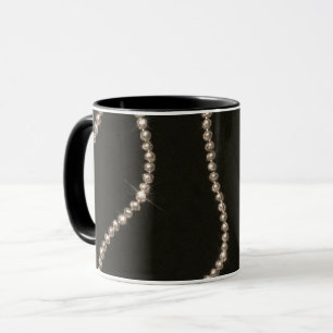 Black Gold Pearl Strands Mug
