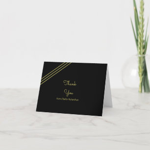 Black Gold Personalised Blank Thank You Cards
