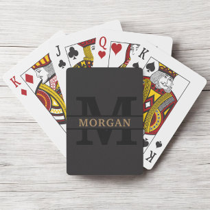 Black Gold Personalised Elegant Monogram Name Playing Cards