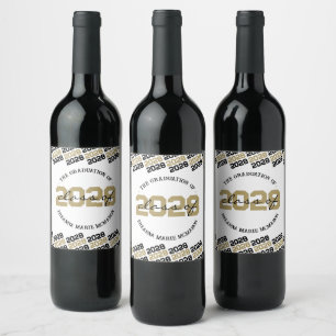 Black & Gold Personalised Graduation Liquor Wine Label