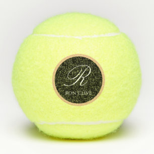 Black & Gold Personalised Initial Name Logo Custom Tennis Balls