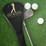 Black Gold Personalised Monogram Golf Swing Golf Head Cover<br><div class="desc">This design features a golfer swinging a club and has two text fields that you can use to personalise it - perhaps with a name and golf club.</div>