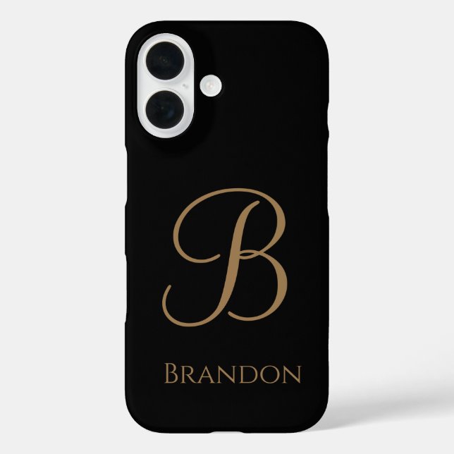 Black Gold Personalised Name and Monogram Case-Mate iPhone Case (Back)