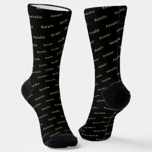 Black Gold Personalised Name Socks Custom Text