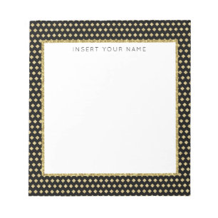 Black & Gold Personalised Notepad 5.5" x 6"