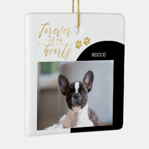 Black & Gold Pet Memorial Forever Photo Ornaments