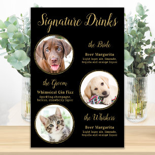 Black Gold Pet Wedding 3 Photos Signature Drinks Poster