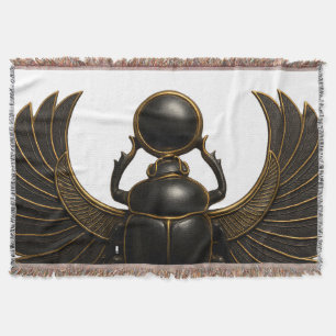Black & Gold Pharaonic Beetle Throw Blanket