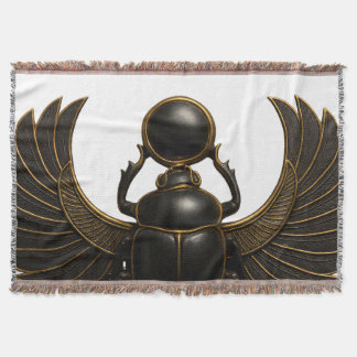 Black & Gold Pharaonic Beetle Throw Blanket