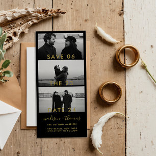 Black Gold Photo Booth Strip Wedding Save The Date