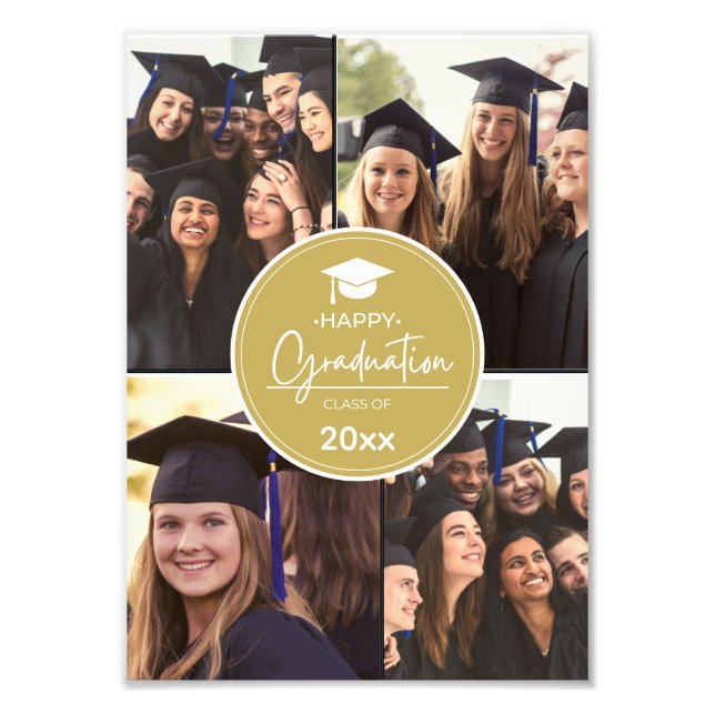 Black Gold Photo Collage Happy Graduation (Front)