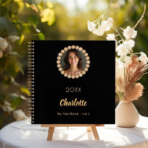 Black gold photo diamonds notebook
