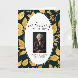 Black & Gold Photo Funeral Order of Service  Program