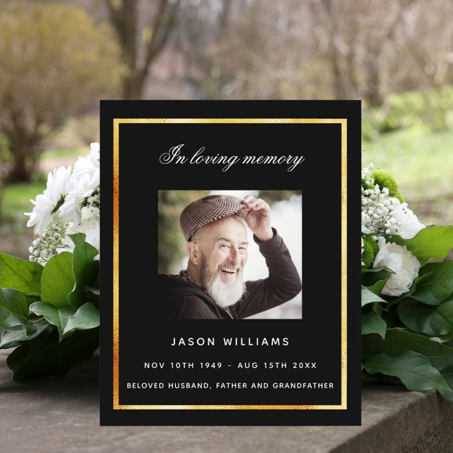 Black gold photo funeral program (Creator Uploaded)