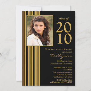Black & Gold Photo Graduation Invitation