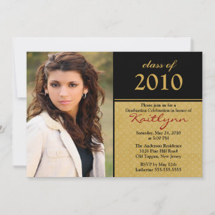 Black & Gold Photo Graduation Invitation