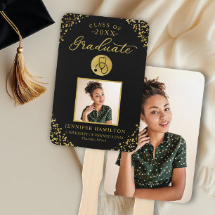 Black Gold Photo Medical Nursing School Graduation Hand Fan