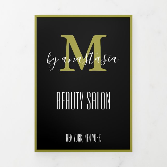 Black Gold Photo Monogram Salon Brochure (Cover)