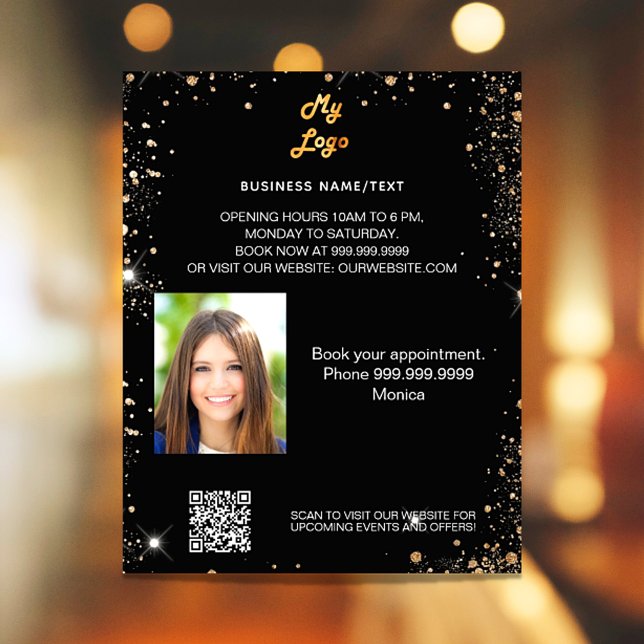 Black gold photo qr code promotion business logo flyer (Creator Uploaded)