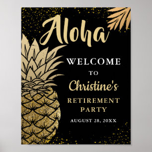 Black Gold Pineapple Retirement Party Welcome Poster