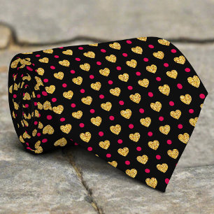 Black Gold Pink Tiny Heart Background Valentine Tie