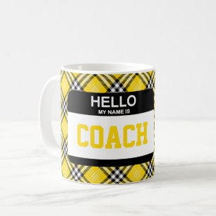Black Gold Plaid COACH Name Tag Coffee Mug