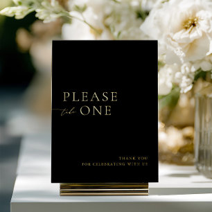 Black & Gold Please Take One Wedding Favor Sign