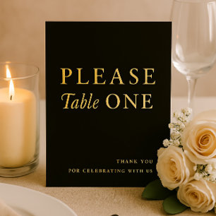 Black & Gold Please Take One Wedding Favor Sign Foil Holiday Card