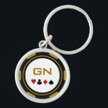 Black Gold Poker Chip Las Vegas Casino Key Ring<br><div class="desc">Hold onto your keys with style with this fun black and gold poker chip keychain! Customize it with your initials. Makes a great gift for the poker player in your life as well.</div>