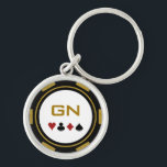 Black Gold Poker Chip Las Vegas Casino Key Ring<br><div class="desc">Hold onto your keys with style with this fun black and gold poker chip keychain! Customize it with your initials. Makes a great gift for the poker player in your life as well.</div>