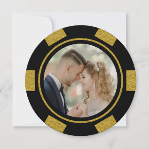 Black Gold Poker Chip Wedding Eloped Party Invitation