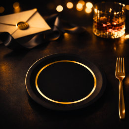 Black & Gold Poker Night Party Plates