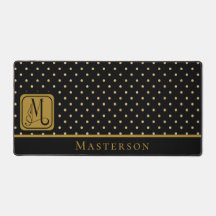 Black & Gold Polka Dot Monogram with Last Name