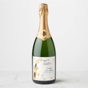 Black Gold Poppin Bottles Champagne Baby Shower Sparkling Wine Label