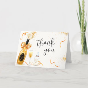 Black Gold Poppin Bottles Champagne Baby Shower Thank You Card