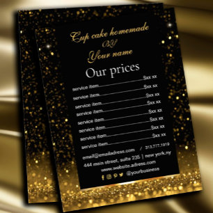 Black & Gold Price  List Service Sparkly  Flyer