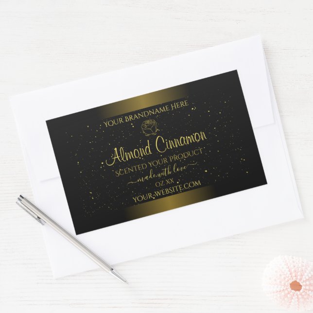 Black Gold Product Labels Glitter Sprinkles Floral (Envelope)