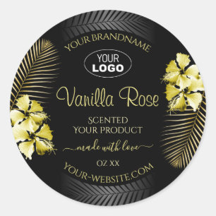 Black Gold Product Labels Tropical Flowers Logo