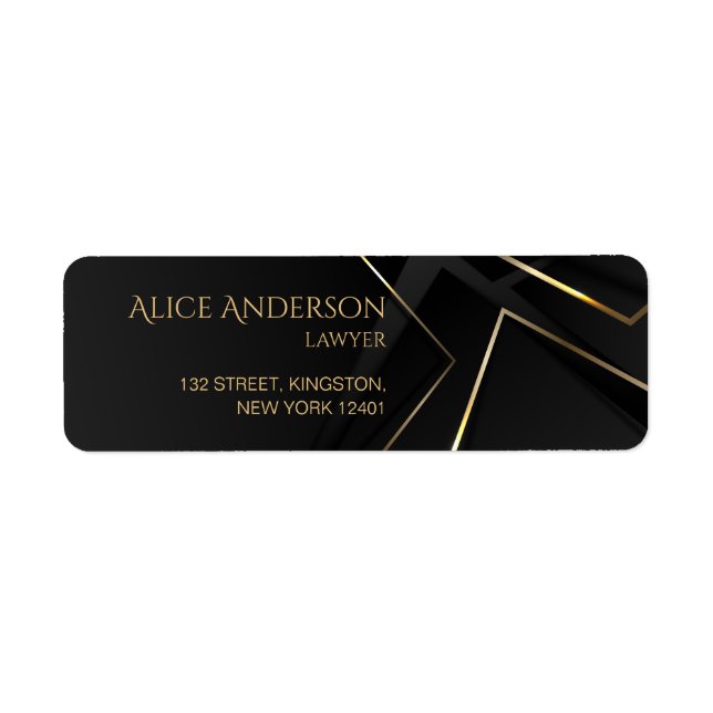 Black gold Professional Office Return Address Label (Front)
