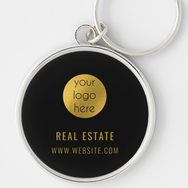 Black Gold Professional Real Estate Agent Business Key Ring (Front)