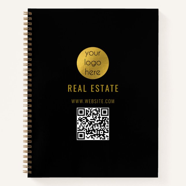 Black Gold Professional Real Estate Agent Business Notebook (Front)