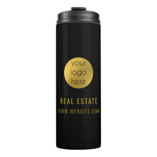 Black Gold Professional Real Estate Agent Business Thermal Tumbler