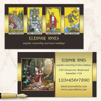 Black Gold Psychic Tarot Reader Photo Business Car Card