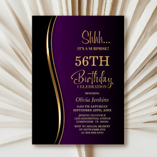 Black Gold Purple Surprise Birthday Party Invitation