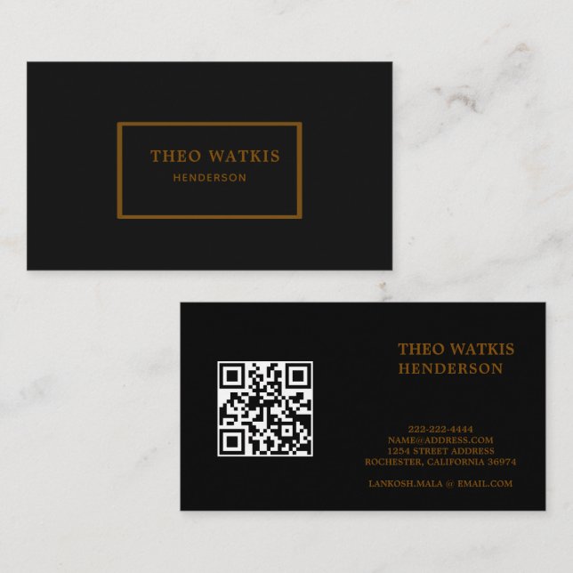 Black gold qr cod edit business card (Front/Back)