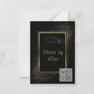 Black Gold QR Code Graduation Invitation Example