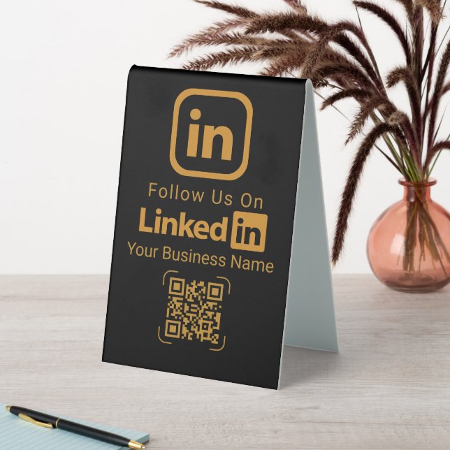 Black Gold QR Code Linked In Business Name (In SItu (Table))