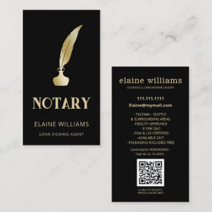 Black Gold QR Notary Loan Signing Agent Business Card