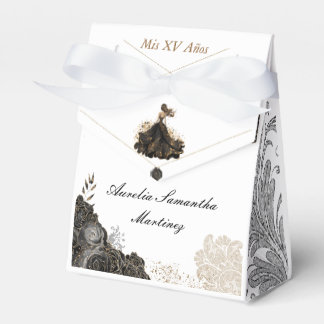 Black Gold Quinceañera Recuerdo Favour Box
