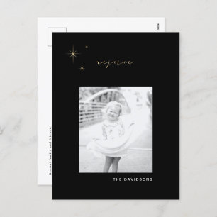 Black & Gold Radiant Rejoice Christmas Postcard